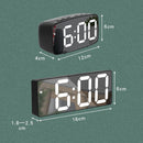 Mirror Bedside Alarm Clock Battery Plug-In Dual-Purpose LED Clock, Colour: Arc-shaped Black Shell (Mirror White Light)
