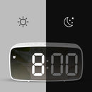 Mirror Bedside Alarm Clock Battery Plug-In Dual-Purpose LED Clock, Colour: Arc-shaped Black Shell (Black Surface White Light)