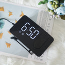 Projection LED Large Screen Display Alarm Clock Radio Electronic Clock(Black Shell White Lamp)
