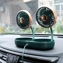 F303 Car USB Fan 12/24V Car Shake Head Fan(Double Head Gold)