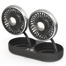 F303 Car USB Fan 12/24V Car Shake Head Fan(Double Head Silver)