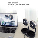 F303 Car USB Fan 12/24V Car Shake Head Fan(Double Head Gold)