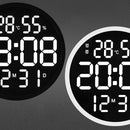 6620 12 Inch LED Simple Wall Clock Living Room Round Silent Digital Temperature And Humidity Electronic Clock(White Frame EU Plug)