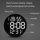 6620 12 Inch LED Simple Wall Clock Living Room Round Silent Digital Temperature And Humidity Electronic Clock(Black Frame US Plug)