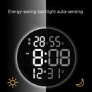 6620 12 Inch LED Simple Wall Clock Living Room Round Silent Digital Temperature And Humidity Electronic Clock(White Frame US Plug)