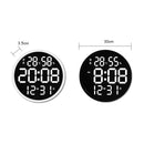 6620 12 Inch LED Simple Wall Clock Living Room Round Silent Digital Temperature And Humidity Electronic Clock(White Frame US Plug)