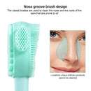 7 PCS Hand-Held Silicone Cleansing Brush And Mask Brush Green White Double-head Fish Tail