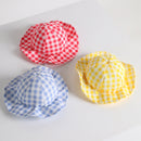 2 PCS Dog Hat Summer Cool Photo Decoration Pet Cat Sun Hat, Size: M(Pink Grid)