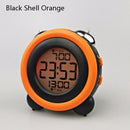 0705 Big Volume Simple Three-Dimensional LED Alarm Clock Mute Luminous Electronic Clock(Black Shell Orange)