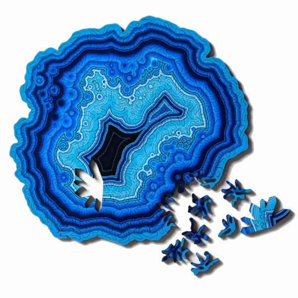 Allotype Agate Puzzle Difficult Wooden Jigsaw Puzzle Toy(Blue )