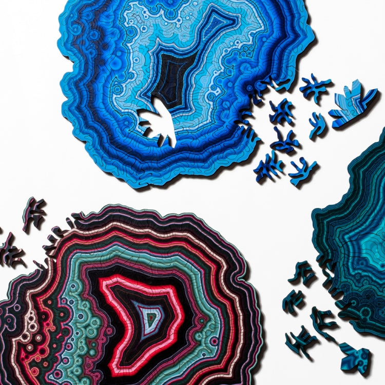 Allotype Agate Puzzle Difficult Wooden Jigsaw Puzzle Toy(Blue )