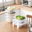 Stackable Refrigerator Tiered Shelf Kitchen Compartment Dish Dtorage Rack(White)