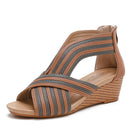 Women Summer Slope Heel Sandals Fashion Bohemian Style Fish Mouth Shoes, Size: 38(Brown)