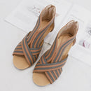 Women Summer Slope Heel Sandals Fashion Bohemian Style Fish Mouth Shoes, Size: 38(Brown)