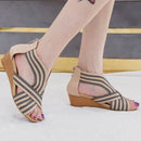 Women Summer Slope Heel Sandals Fashion Bohemian Style Fish Mouth Shoes, Size: 38(Apricot)