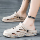 Large Size Sandals Summer Men Flip Flop Outdoor Hole Shoes Beach Shoes, Size: 40(Khaki)