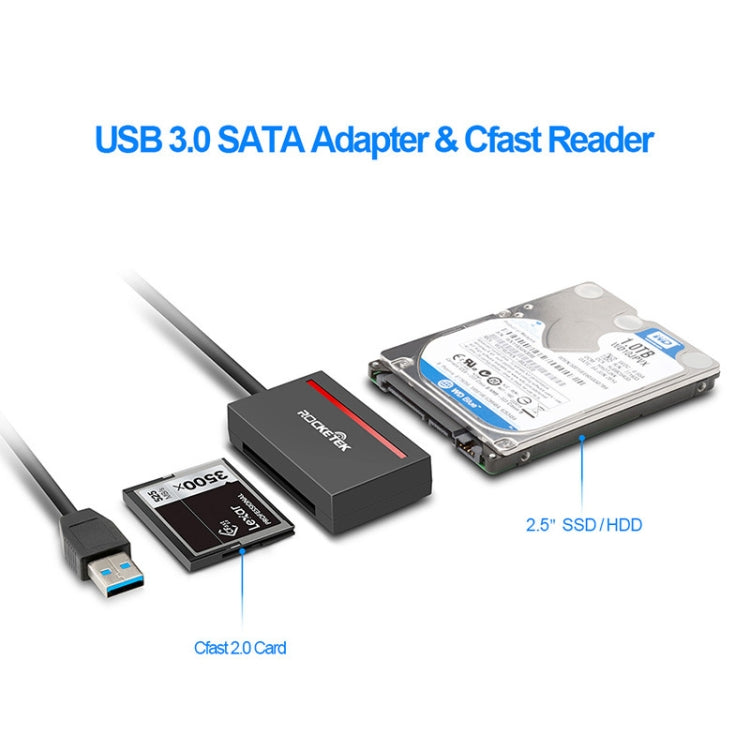 Rocketek CFAST USB 3.0 to SATA Card Reader Multi-Function Two-In-One Cable, Cable Length: 16cm