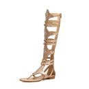 Ladies Summer High Tube Rivet Flip Flops Casual Roman Style Sandals, Size: 39(Golden 333-38)