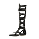 Ladies Summer High Tube Rivet Flip Flops Casual Roman Style Sandals, Size: 39(Black 333-38)