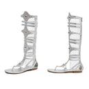 Ladies Summer High Tube Rivet Flip Flops Casual Roman Style Sandals, Size: 39(Silver 333-88)