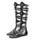 Ladies Summer High Tube Rivet Flip Flops Casual Roman Style Sandals, Size: 39(Black 333-88)