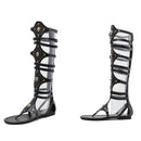 Ladies Summer High Tube Rivet Flip Flops Casual Roman Style Sandals, Size: 39(Black 333-88)