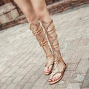 Ladies Summer High Tube Rivet Flip Flops Casual Roman Style Sandals, Size: 39(Golden 333-38)