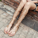 Ladies Summer High Tube Rivet Flip Flops Casual Roman Style Sandals, Size: 39(Golden 333-38)
