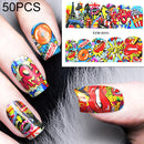 50 PCS Nail Sticker Set Decal Water Transfer Slider Nails Art Decoration, Color:YZWN351