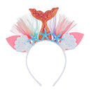 2 PCS Rainbow Mermaid Headband Children Party Hair Accessories Net Gauze Flower Animal Hair Accessories(Pink)