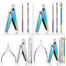 FABIYAN Nail Art Scissors Set Stainless Steel Nail Clippers Dead Skin Scissors Remover Steel Push, Specification: Set 2