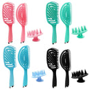 3 in 1 Plastic Curly Hair Salon Comb Set Hollow Massage Comb(Black)