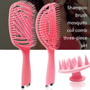 3 in 1 Plastic Curly Hair Salon Comb Set Hollow Massage Comb(Black)