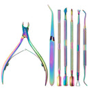FABIYAN Stainless Steel Dead Skin Shear Steel Push Nail Art Tool Set, Specification: Set 16