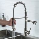 Copper And Nickel Brushed Double Outlet Spring Faucet Rotatable Kitchen Hot And Cold Water Faucet, Specification: Brushed