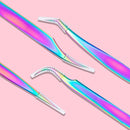 Nail Art Eyelash Tweezers Stainless Steel Colorful High Precision Grafting Eyelash Curler, Specification: 3 PCS Titanium Dolphins