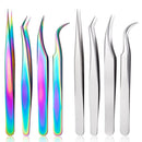 Nail Art Eyelash Tweezers Stainless Steel Colorful High Precision Grafting Eyelash Curler, Specification: 3 In 1 Silver