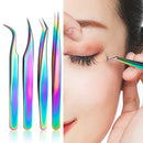 Nail Art Eyelash Tweezers Stainless Steel Colorful High Precision Grafting Eyelash Curler, Specification: 3 In 1 Silver