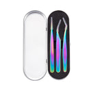 Nail Art Eyelash Tweezers Stainless Steel Colorful High Precision Grafting Eyelash Curler, Specification: 3 In 1 Colorful Titanium