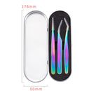 Nail Art Eyelash Tweezers Stainless Steel Colorful High Precision Grafting Eyelash Curler, Specification: 3 In 1 Colorful Titanium