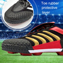 Canvas Antiskid Wear-Resistant Football Shoes Children / Adults Sports Training Rubber Spikes Shoes, Size: 42/260(Black Gold)