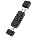 YH-109 SD/TF/Type-C/Micro USB/USB Computer PC Mobile Phone OTG Card Reader(Black)