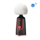 SUOAI MC11 Wireless Voice Changing Mobile Phone Bluetooth Singing Microphone, Colour: Ink Black+White Plush Cover