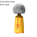 SUOAI MC11 Wireless Voice Changing Mobile Phone Bluetooth Singing Microphone, Colour: Tulip Yellow+Gray Plush Cover