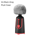 SUOAI MC11 Wireless Voice Changing Mobile Phone Bluetooth Singing Microphone, Colour: Ink Black+Gray Plush Cover