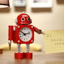 RB2754 Metal Children Cartoon Robot Clock Bedroom Small Alarm Clock(Red)