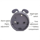Children Student Silicone Alarm Clock Bedroom Bedside Night Light Mute Clock(Green Rabbit)
