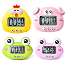 2 PCS Kitchen Baking Cartoon Animal Electronic Timer Alarm Clock Student Learning Timer(Pink Pig)
