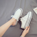 Women Thick-Soled Inner Heightened Semi-Slipper Canvas Shoes Lazy One-Legged Platform Shoes, Size: 39(White)