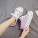 Women Thick-Soled Inner Heightened Semi-Slipper Canvas Shoes Lazy One-Legged Platform Shoes, Size: 39(Purple)